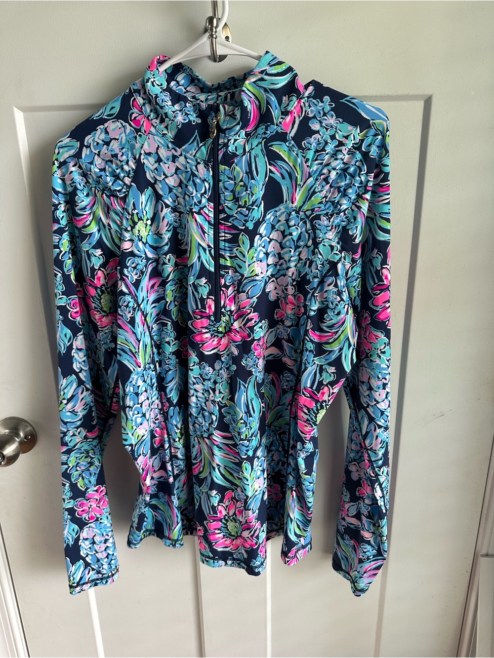 Lilly Pulitzer Blue Pink Multicolor Printed Top - Picture 2 of 7